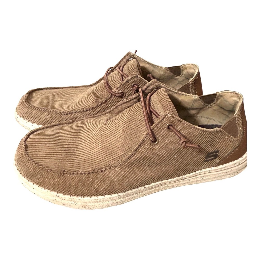 Skechers Men's Melson Corduroy Loafers Brown 10 Relaxed Fit Slip On Comfort EUC